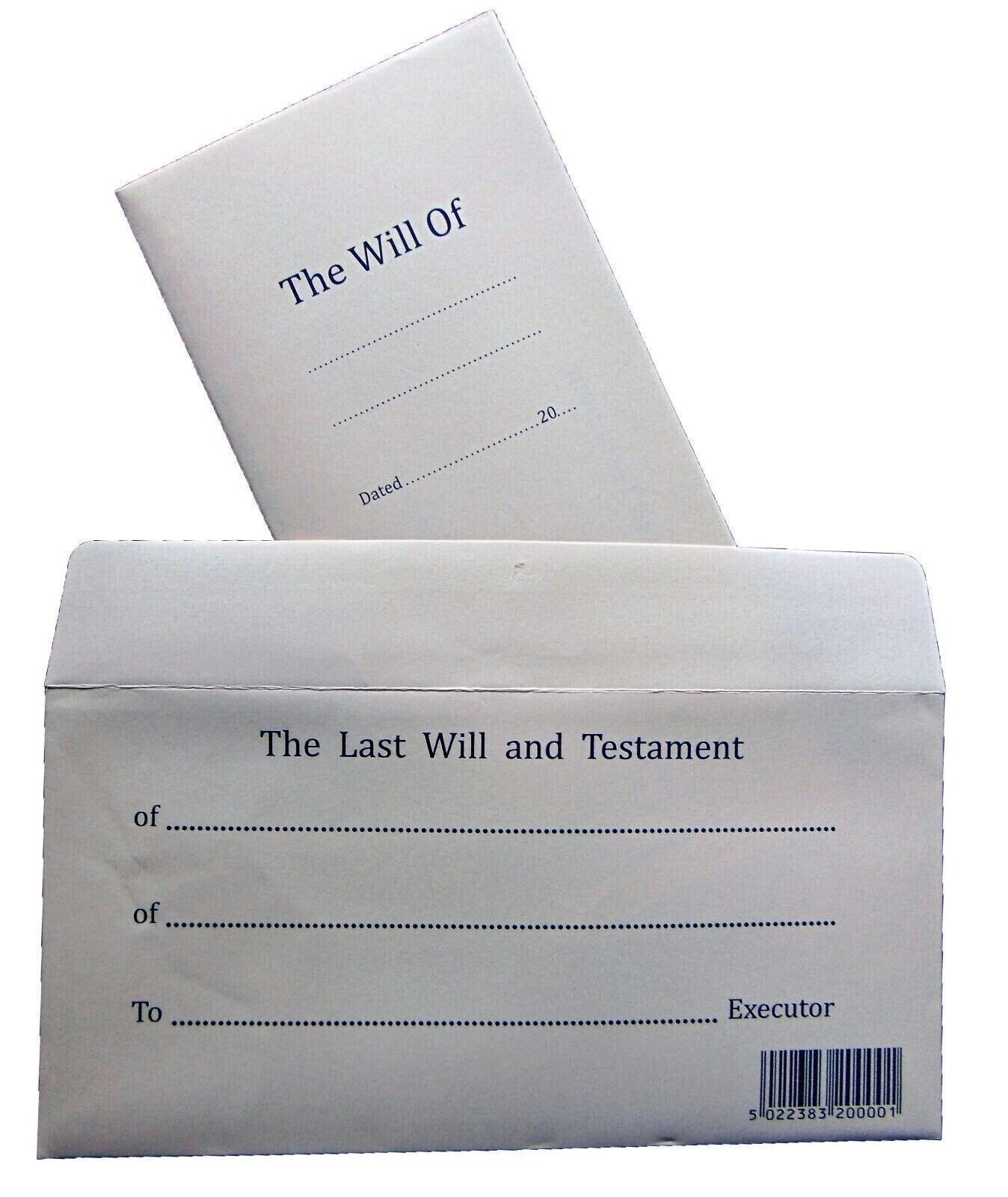 Will Form The Last Will and Testament form English Printed 1 x will form Envelope
